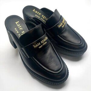 Kate Spade Blake Platform Mule Loafers — Black Leather, Size 7.5 EUC